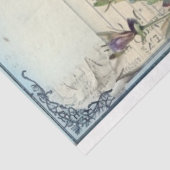 ブルーデイジーフラワーアンド聖なる書物、 経典エフェメラ 薄葉紙 (詳細)