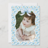 ブルーデイジーフラワーファンシーワンガール誕生日 招待状 (裏面)