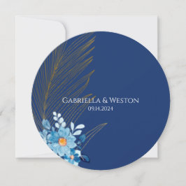 ブルーデイジーフラワーRSVPカード3