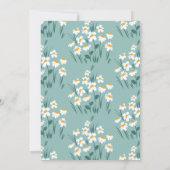 ブルーデイジーフローラエレガント美しい赤ちゃんシャワー 招待状 (裏面)