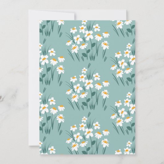 ブルーデイジーフローラエレガント美しい赤ちゃんシャワー 招待状 (裏面)