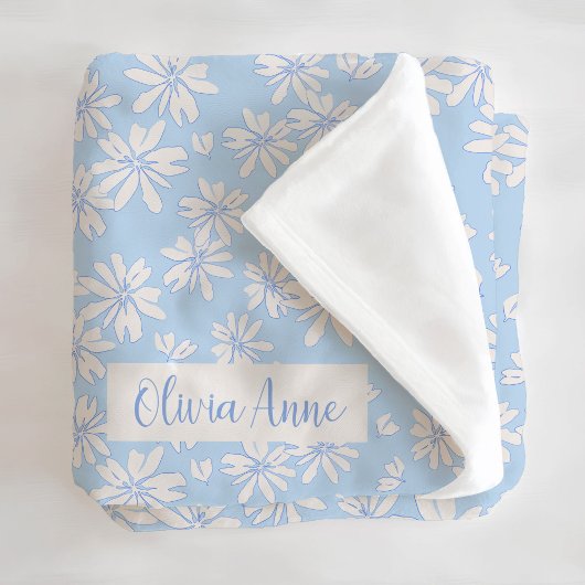 ブルーデイジーフローラガールズカスタムフリースブランケット フリースブランケット