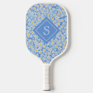 ブルーデイジーフローラルパタパーソナライズされたーン ピックルボールラケット