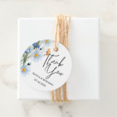 ブルーデイジーフローラ結婚ズサンキューメッセージカード フェイバータグ (インサイチュ)