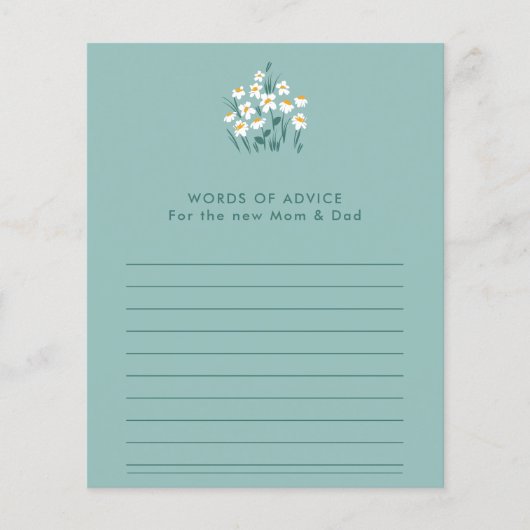 ブルーデイジーフローラ美しいベビーシャワーゲームフライヤー チラシ (正面)