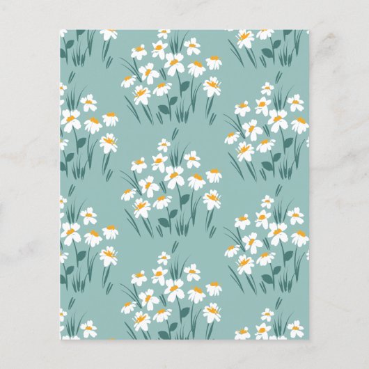 ブルーデイジーフローラ美しい赤ちゃんシャワーゲームフライヤー チラシ (裏面)