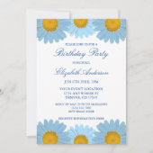 ブルーデイジーフローラ誕生日 招待状 (正面)