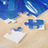 ブルーデイジーブルーフローラ写真 ジグソーパズル (側面)