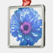 ブルーデイジーブルーフローラ写真 メタルオーナメント (左)