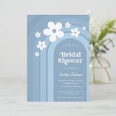 ブルーデイジーボホレインボーグラデーション70sブライダルシャワー 招待状 (スタンド正面)