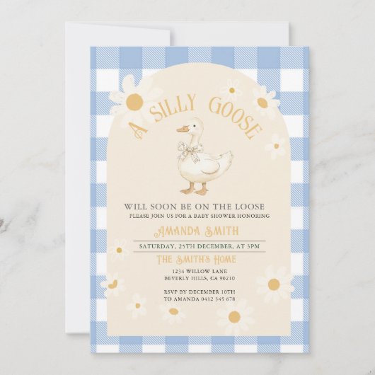 ブルーデイジーボーイグースベイビーシャワー 招待状 (正面)