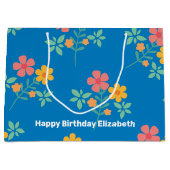 ブルーデイジーヴィンテージブーケパタカスタマイズン ラージペーパーバッグ (正面)