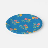 ブルーデイジーヴィンテージブーケパターン ペーパープレート (アングル)