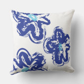 ブルーデイジー手描きデザインレトロ装飾用クッション クッション (裏面)