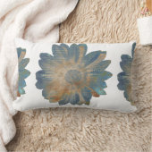 ブルーデイジー無地の/タンリバーシブルランバーピロー ランバークッション (ブランケット)