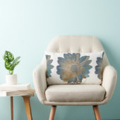 ブルーデイジー無地の/タンリバーシブルランバーピロー ランバークッション (椅子)