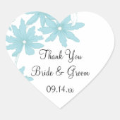 ブルーデイジー結婚ズサンキューメッセージカード ハートシール (正面)