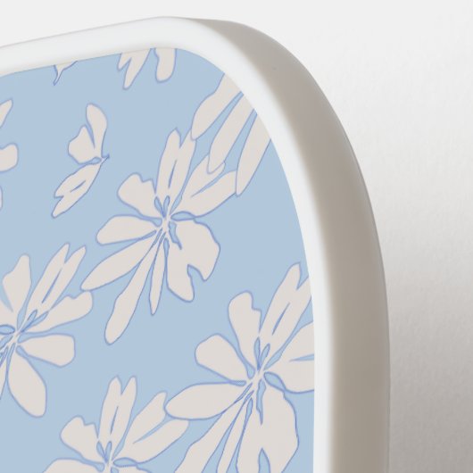 ブルーデイジー花パターパーソナライズされたン名かわいい ピックルボールラケット (左詳細)