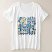 ブルーデイジー プラスサイズTシャツ (デザイン正面)