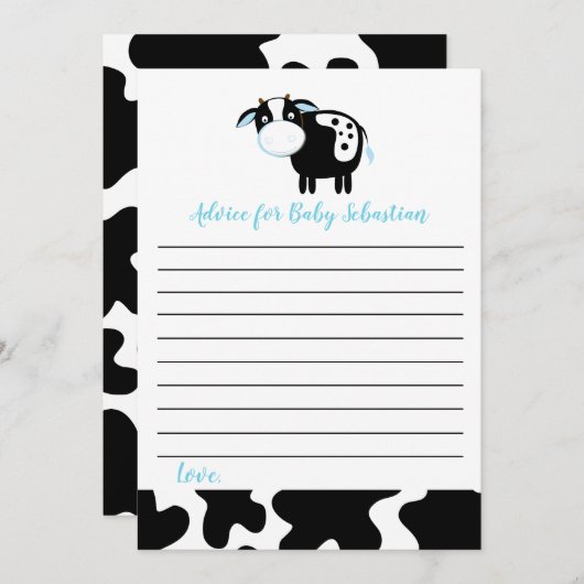 ブルーデイリーカウボーイ赤ちゃんシャワーアドバイスカード アドバイスカード (正面/裏面)