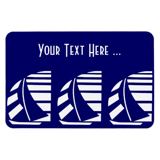 ブルーデコフレキシカスタムマグネットの白い帆船 マグネット (横)