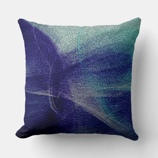 ブルーデコレザールック クッション (正面)