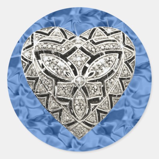 ブルーデザイエレガントナハートシール ラウンドシール (正面)