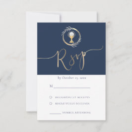 ブルーデザインファーストコミュニオンRSVPカード 出欠カード