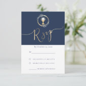 ブルーデザインファーストコミュニオンRSVPカード 出欠カード (スタンド正面)