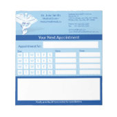 ブルーデザインホワイト3Dカドゥセウスメディカルアポイントメント ノートパッド (正面)