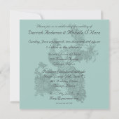 ブルーデザインヴィンテージピーコック結婚式招待状 招待状 (裏面)