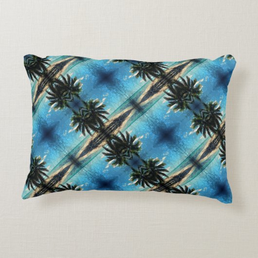 ブルーデジタカリブのルアートタイル模様 アクセントクッション (裏面)