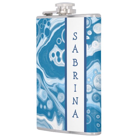 ブルーデジタパーソナライズされたル流体アートマーブル フラスク (左)