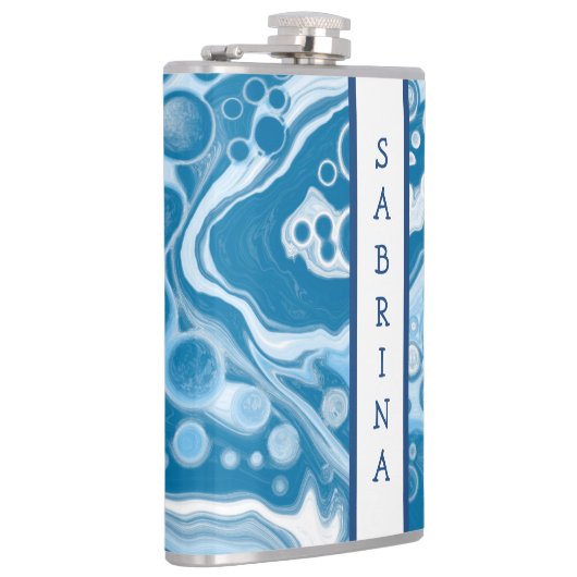 ブルーデジタパーソナライズされたル流体アートマーブル フラスク (右)
