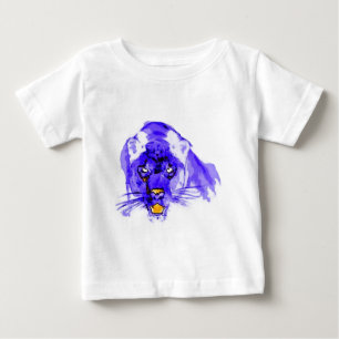 ブルーデジタポップ・アートのルアートジャガー ベビーTシャツ