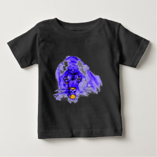 ブルーデジタポップ・アートのルアートジャガー ベビーTシャツ