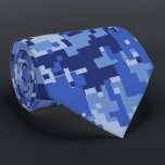 ブルーデジタルカモフラージデコール ネクタイ<br><div class="desc">デジタルネイビーブルーカモフラージピクセルパターン。クラシックはダイナミックに見しゃれているえる。</div>