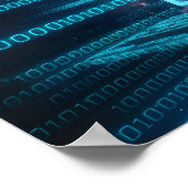 ブルーデジタルバイナリデータを含むコンピュータ画面 ポスター (角)