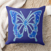 ブルーデジタルバタフライカスタマイズグ、背景 クッション (ブランケット)