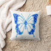 ブルーデジタルバタフライカスタマイズグ、背景 クッション (ブランケット)