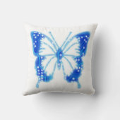 ブルーデジタルバタフライカスタマイズグ、背景 クッション (裏面)