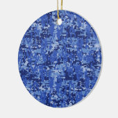 ブルーデジタルピクセルカモフラージデコーテクスチャ セラミックオーナメント (左)