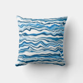 ブルーデジタル流体アートマーブルストライプ クッション (裏面)