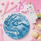 ブルーデジタル流体大理石の注絵画流のセル ペーパープレート (パーティー)