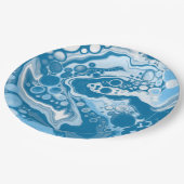 ブルーデジタル流体大理石の注絵画流のセル ペーパープレート (アングル)