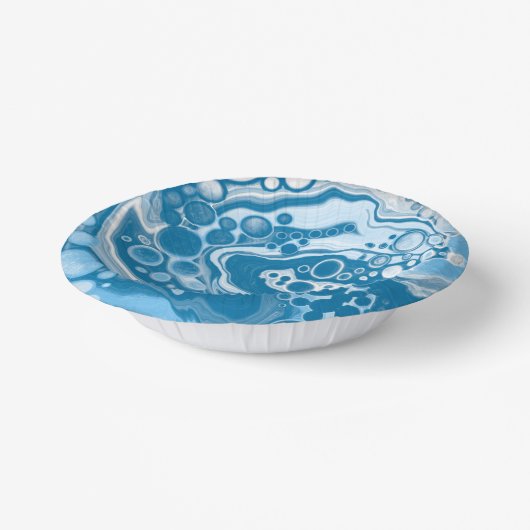 ブルーデジタル流体大理石の注絵画流のセル ペーパーボウル (傾斜あり)