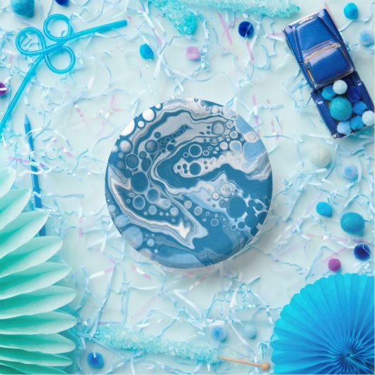 ブルーデジタル流体大理石の注絵画流のセル ペーパーボウル (パーティー)