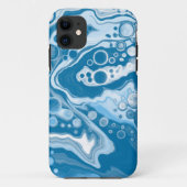 ブルーデジタル流体大理石の注絵画流のセル Case-Mate iPhoneケース (裏面)