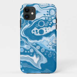 ブルーデジタル流体大理石の注絵画流のセル iPhone 11 ケース
