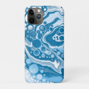 ブルーデジタル流体大理石の注絵画流のセル iPhone 11 PROケース